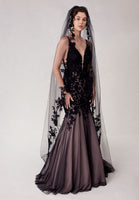 Cathedral Length Veil with Colorful Embroidered Floral Appliqués
