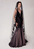 Cathedral Length Veil with Colorful Embroidered Floral Appliqués