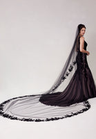 Cathedral Length Veil with Colorful Embroidered Floral Appliqués