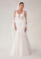 Cathedral Length Veil with Colorful Embroidered Floral Appliqués