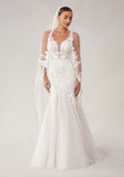 Cathedral Length Veil with Colorful Embroidered Floral Appliqués