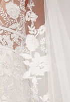 Cathedral Length Veil with Colorful Embroidered Floral Appliqués