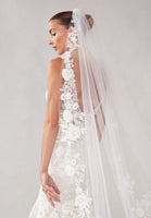 Cathedral Length Veil with Colorful Embroidered Floral Appliqués
