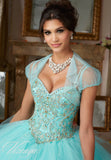 Jeweled Beading on a Flounced Tulle Quinceañera Dress