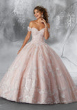 Patterned Sequins on a Tulle Ballgown with Detachable Sleeves - 89186