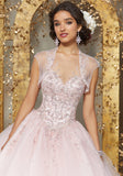Rhinestone and Crystal Beaded Embroidery on a Tulle Ballgown #89223