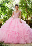 Rhinestone and Crystal Beading with Embroidery on a Flounced Organza and Tulle Ballgown #89253