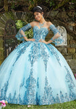 Rhinestone and Crystal Beaded Trim on a Patterned Sequin Tulle Ballgown - 89255