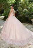Rhinestone and Crystal Beading on a Metallic Embroidered Tulle Ballgown