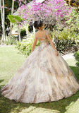 Metallic Embroidered and Crystal Beaded Quinceañera Dress
