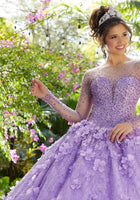 Glitter Net and Floral Applique Quinceañera Dress #89297