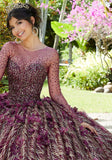 Glitter Net and Floral Applique Quinceañera Dress #89297