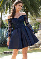 Satin and Sequined Embroidered Net Party Dress