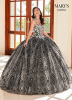 Carmina Quinceanera Dresses in Black/Silver, Champagne/Rose Gold, or Powder Blue/Gold Color