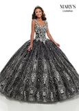 Carmina Quinceanera Dresses in Black/Silver, Champagne/Rose Gold, or Powder Blue/Gold Color