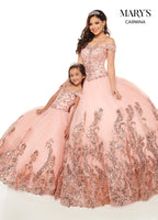 Carmina Quinceanera Dresses in Blush/Rose Gold or Jade/Gold Color