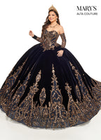 Quinceanera Couture Dresses in Burgundy/Gold or Navy/Gold Color #MQ3051
