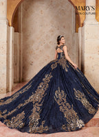 Quinceanera Couture Dresses in Navy/Light Gold or Champagne/Rose Gold Color #MQ3057