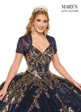 Quinceanera Couture Dresses in Navy/Light Gold or Champagne/Rose Gold Color #MQ3057