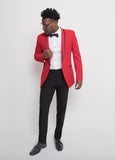 IKE BEHAR RED FITTED SHAWL