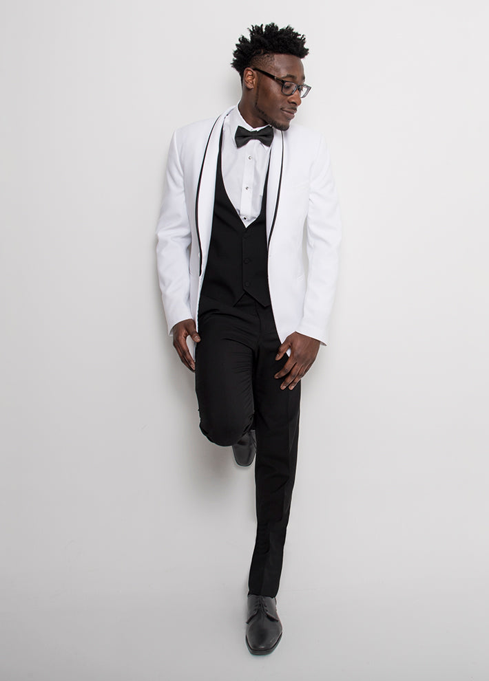 IKE BEHAR WHITE WAVERLY SHAWL TUXEDO
